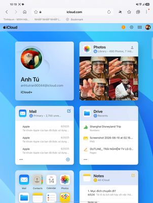 Giao diện iCloud Web khi xài trên Galaxy Z Fold8