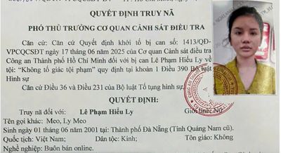 Truy nã Hot girl Lê Phạm Hiểu Ly (tên gọi khác là Meo, Ly Meo, SN 2001) liên quan đường dây ma...