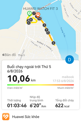 Buổi chạy ngoài trời Thứ 5 6/8/2026