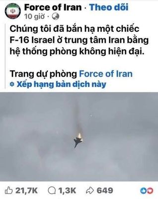 F16 ngụy trang thành Su35 bị bắn hạ ở I răng