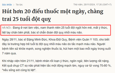 @lehuuthe1202 sợ chưa này!? Hút thuốc gây đột quỵ và suy giảm chức năng nhận thức luôn đấy! :D