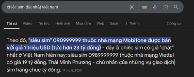 Chẳng hiểu sao 1 con sim có thể đắt như vầy. Đúng là người giàu luôn có lối đi riêng.