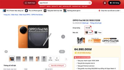OPPO Find N6 chính hãng giá 64.990.000 đồng