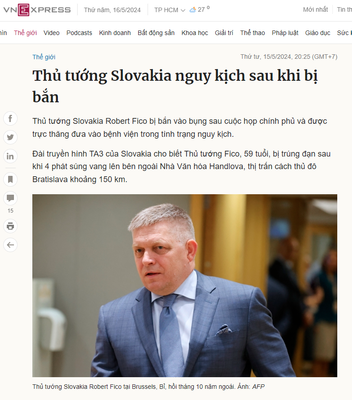 Thủ tướng Slovakia bị bắn.
