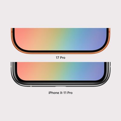 Viền màn hình iPhone X và iPhone 17 Pro.