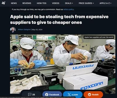 Apple bị tố lấy cắp công nghệ của các công ty đối tác để chuyển cho hãng TQ để có thể có giá linh...