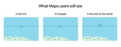 Google Maps đổi tên hồ Ontario thành Lake America, chia hiển thị từng vùng cũng hay