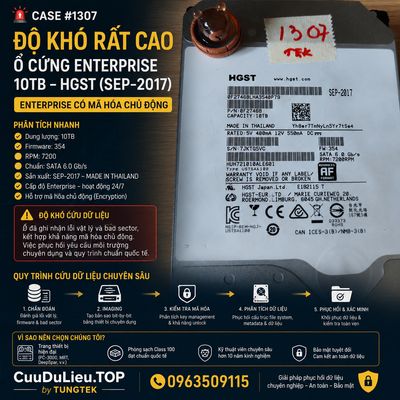 Ticket #1307 – Phục hồi dữ liệu ổ cứng Enterprise HGST 10TB | #TEKLink189