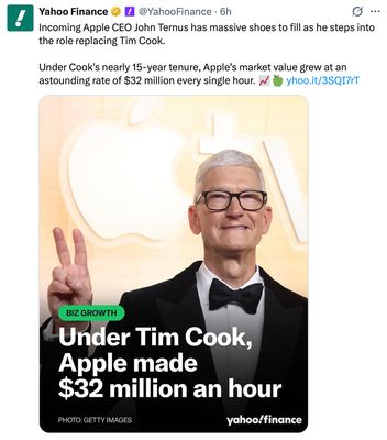 Ở thời đại của Tim Cook Apple kiếm 32 triệu Mỹ kim mỗi giờ, thật ghê gớm