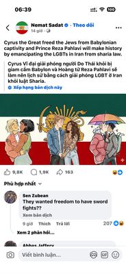 Thái tử Điện hạ của Ba-Tư tuyên bố sẽ đăng cai các cuộc đấu kiếm (LGBT) nếu được cầm quyền ở...