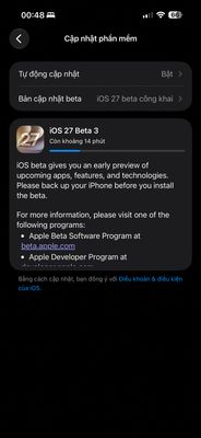 Đã có iOS 27 Public Beta 3, mời a e lên cho nóng, bản này tương tự như bản Dev ngày hôm qua