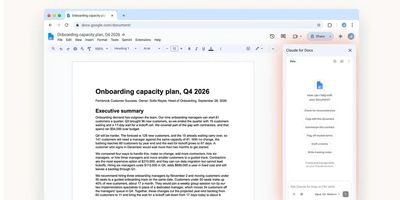 Anthropic tích hợp Claude vào Google Docs, Sheets và Slides