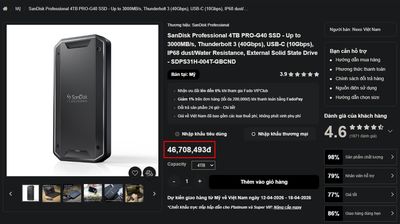 Ổ SSD 4TB giá bây giờ như này :D