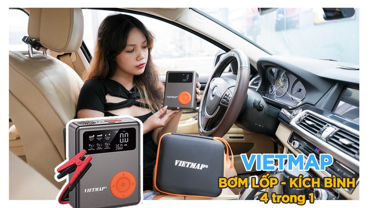Trên tay Bơm Lốp Kích Bình Vietmap 4 Trong 1 - Món Phụ Kiện Không Thể Thiếu trên xe Ô Tô - Xe Máy