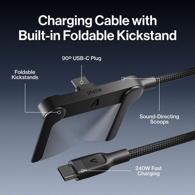 Sợi cáp USB-C này giúp cho điện thoại của anh em đứng thẳng, công suất 240W, USB 2.0, bện vải,...