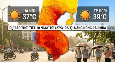 Dự Báo Thời Tiết 10 Ngày Tới (27/3–06/4): Nắng Nóng Diện Rộng Đầu Mùa Bao Trùm Cả Nước