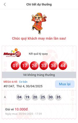 Đánh bộ số đẹp 30 04 20 25 đúng 30/04/2025 năm nay mà không trúng một số nào hết!? :D