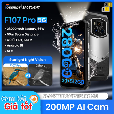 Mục sở thị #FossibotF107Pro #Smartphone5G Siêu bền Pin khủng 28000mAh 66W + Bộ đôi đèn PIN và...