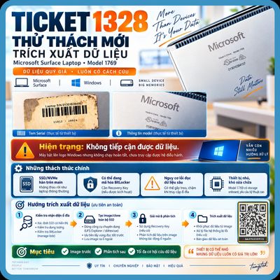 Ticket 1328 – Trích Xuất Dữ Liệu Microsoft Surface Laptop 1769 Không Truy Cập Được SSD |...