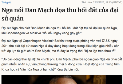 Nga nói Đan Mạch dọa thu hồi đất của đại sứ quán sau khi Đan Mạch nói Mỹ dọa thu hồi Greenland.