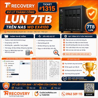 Một chút may mắn, cộng với kinh nghiệm xử lý đúng hướng, TRecovery by TUNGTEK đã xử lý tốt LUN...