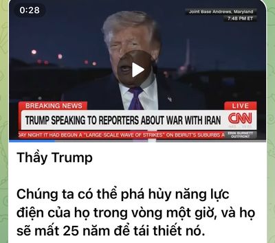 Thầy Cam - Giám đốc Tổng công Ty điện lực Ba Tư tuyên bố sẽ cắt điện toàn bộ Ba Tư