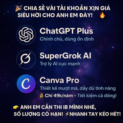 Chia sẻ vài tài khoản xịn giá siêu hời cho anh em đây!