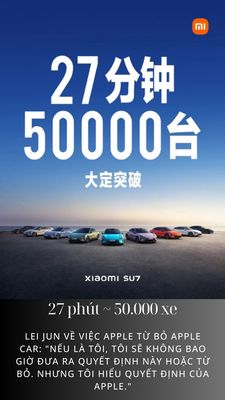 Xiaomi SU 7, mở bán 27', bán hết 50.000 xe đợt đầu