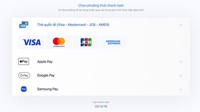 Trang web nào cũng thanh toán online hỗ trợ Apple, Google, Samsung, nhập thẻ thế này là tiện