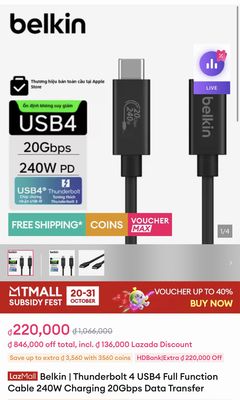 BELKIN THUNDERBOLD 4 GIÁ 220K