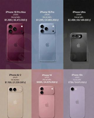 Giá bán dự kiến iPhone 18 series tối nay 0h ngày 10/9/2026