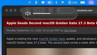 macOS 27.2 beta 2 đổi giao diện thanh âm lượng khi bấm phím