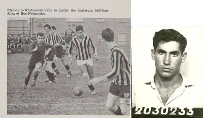 Trong hình là tiền đạo Benjamin Netanyahu của đội bóng đá của trường trung học Cheltenham. Được...