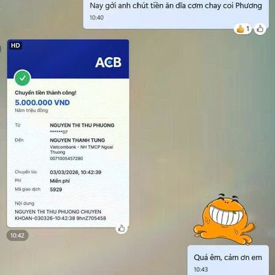 Nay ngày 03.03 mình thử lục danh bạ nhắn đại xin mấy bạn tên PHƯƠNG "dĩa cơm" thì chuyển ngay &...