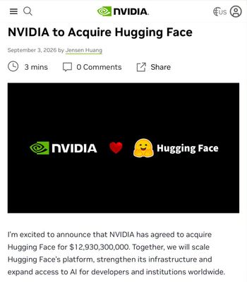 Nvidia đã mua lại nền tảng AI Huggingface với giá 13 tỉ đô. Huggingface là nền tảng lưu trữ và...