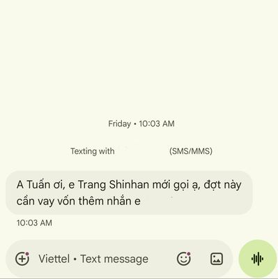 Phú bà ngân hàng nhắn tin cho tiền xài :-)