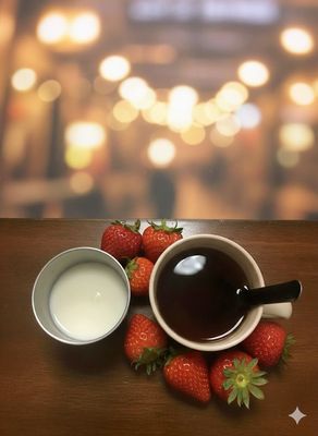 Trà sữa dâu make by AI